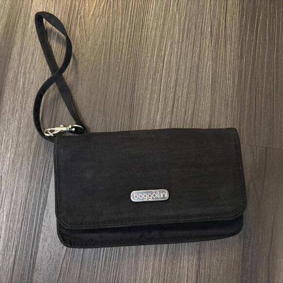 Baggallini Wristlet Wallet Clutch Hand Strap Black RFID Safe - Picture 1 of 9